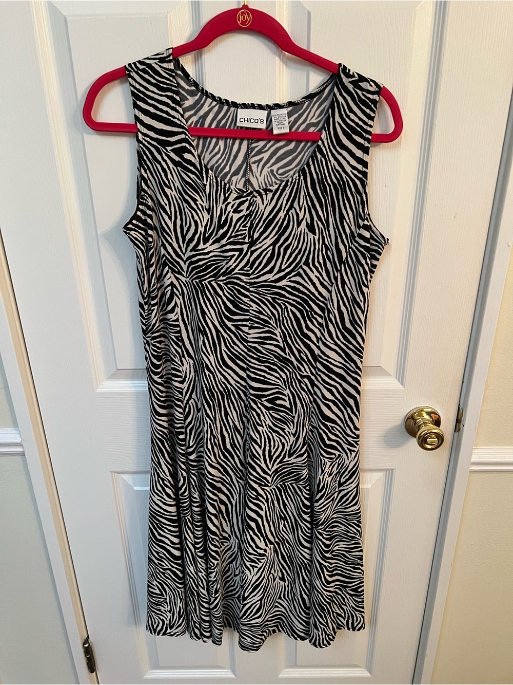 Chico's Black and White Zebra-Print Sleeveless Dress